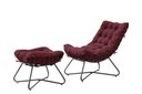 Ver imagem 2 de Poltrona Costela com Puff Eva Base Metal Preto - Veludo Bordo