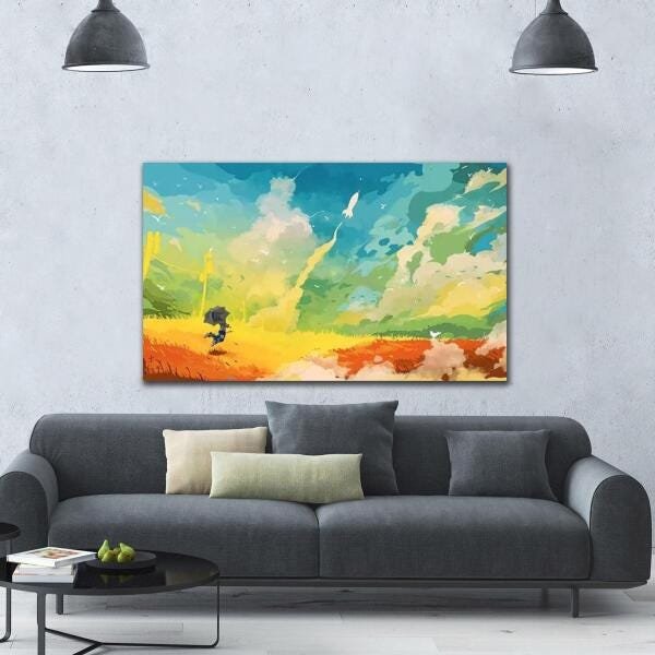 Quadro Abstratos Criança Guarda-Chuva Para Sala E Quarto - 2