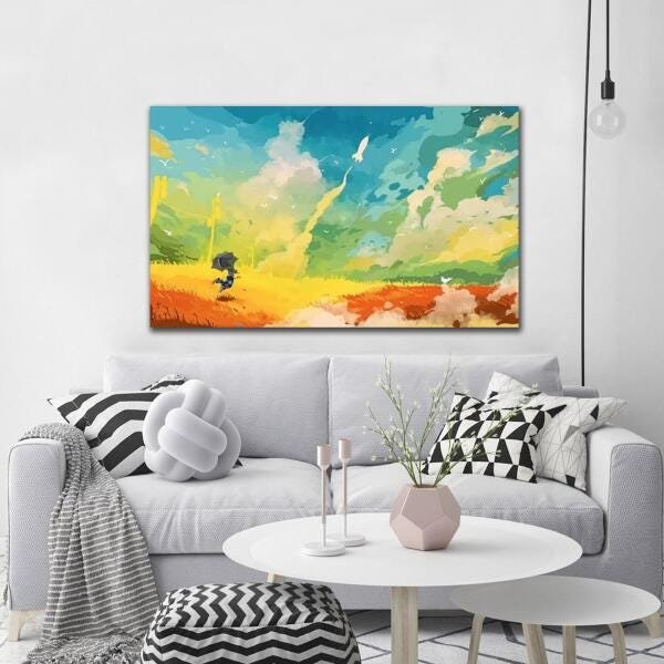 Quadro Abstratos Criança Guarda-Chuva Para Sala E Quarto - 3