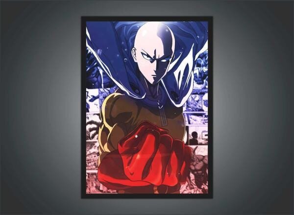 Quadro Anime One Punch Man Desenho com Moldura G01 - 2