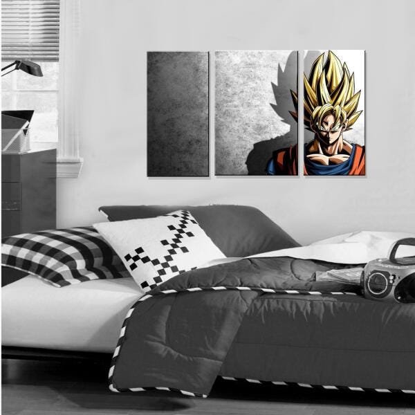 Quadro Decorativo Dragon Ball Z Goku Sayajin 2 Peças M16