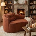 Ver imagem 2 de Sofá Orgânico Curvo Feijão Confortável Sala Estúdio Amore Bouclê Terracota - Montanari's Decor