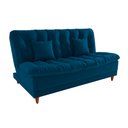 Ver imagem 1 de Sofá Cama Day 185cm Reclinável Manual Veludo Azul - Sallar Home