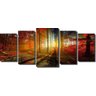 Quadro Decorativo Floresta Laranjada 5 Peças 160X70 - 1