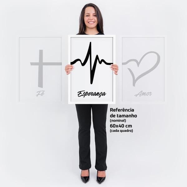 Quadro Fé Esperança E Amor Decorativo Moderno Sala Moldura - 3