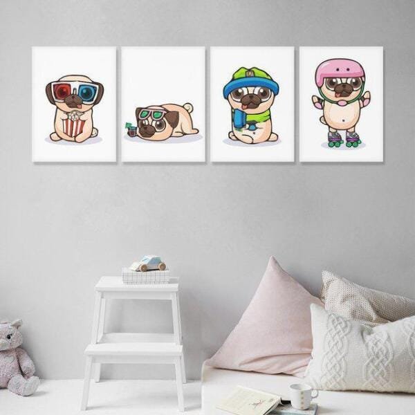 Quadros Dog Pets Pug Divertido - 2