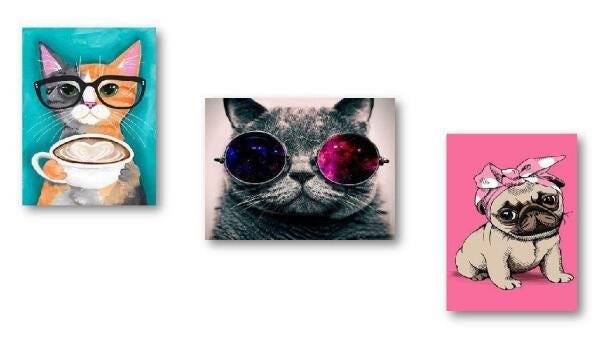 Quadros Decorativos Company Art Pet 20X26Cm Em Metal 3 Peças - 1