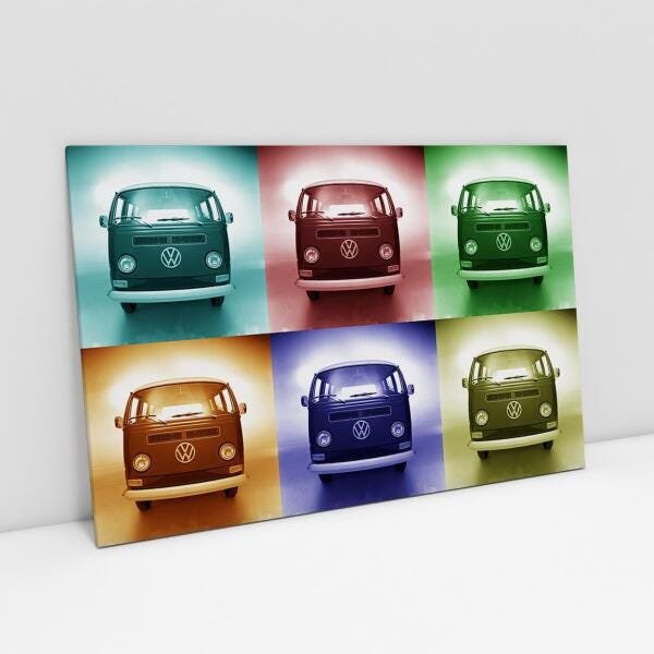 Quadro Decorativo Kombi Retrô Vintage Colorido Para Sala - 1