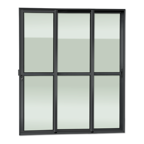 Porta Correr 3F.Móv.1/3 210 x 150 Elite c/Fechadura Tetra V.Liso Preto Brimak