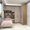 Ver imagem 1 de Quarto de Canto Solteiro com Guarda Roupas Cabeceira e Mesa de Cabeceira Paris Luciane Móveis