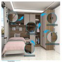 Ver imagem 5 de Quarto de Canto Solteiro com Guarda Roupas Cabeceira e Mesa de Cabeceira Paris Luciane Móveis