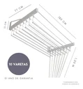 Ver imagem 2 de Varal de Parede Individual 180cm x 10 Varetas - em Alumínio Branco
