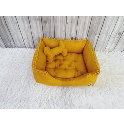 Cama Cabana Pet Amarelo Mostarda Tenda G Toca Cachorro Gato Almofada Lavavel Totalmente Desmontavel - 3