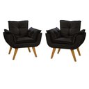 Ver imagem 1 de Kit Poltrona Decorativa Mona Luxo Suede Preta Recepção