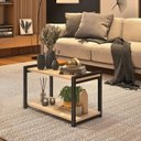 Ver imagem 2 de Mesa de Centro Lateral Canto Atenas 2 Prateleiras Mdf Estrutura de Metalon Moderna:preto-off White