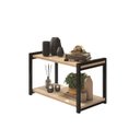 Ver imagem 1 de Mesa de Centro Lateral Canto Atenas 2 Prateleiras Mdf Estrutura de Metalon Moderna:preto-off White