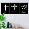 Kit 3 Quadros Decorativos 27X36 Fé Esperança Amor Religioso - 1
