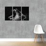 Quadro Decorativo Leão Preto No Branco 3 Peças - 2