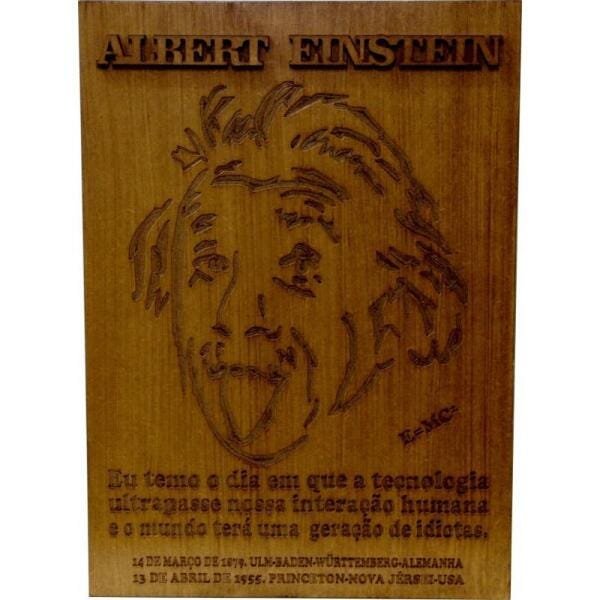 Quadro Rústico Albert Einstein - 49X35Cm - 1