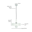 Ver imagem 3 de Luminária Pendente de Teto Nísia Retrô Branco