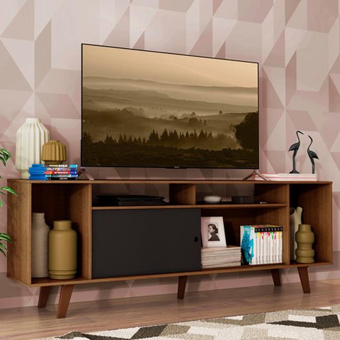 Rack para Tv até 65 Polegadas Madesa Cancun com Pés - Rustic/rustic/preto