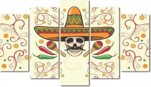 Quadro Decorativo Caveira Mexicana Varias Peças M2 - 1