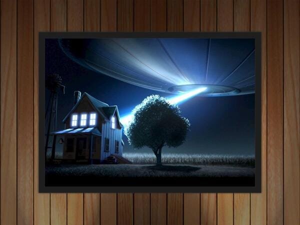 Quadro Disco Voador Ovni Extraterrestres Com Moldura G02 - 2