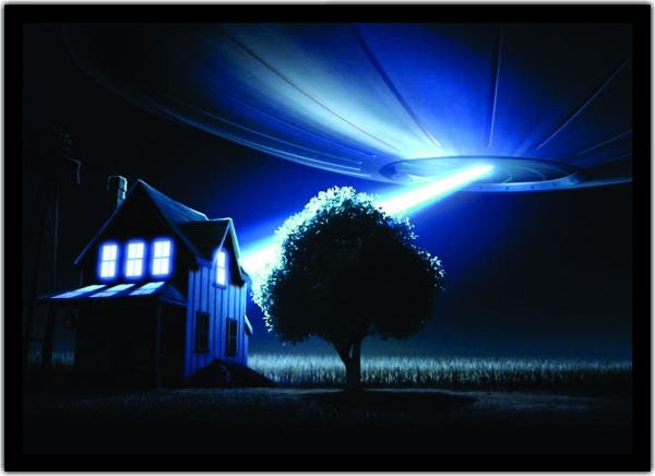Quadro Disco Voador Ovni Extraterrestres Com Moldura G02 - 1