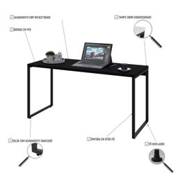 Mesa para Computador Diretor Estilo Industrial 1,50m Kuadra Preto Ônix - 4