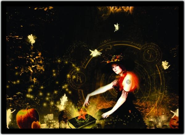 Quadro Decorativo Bruxas Wicca Com Moldura Salas Quartos G04 - 1