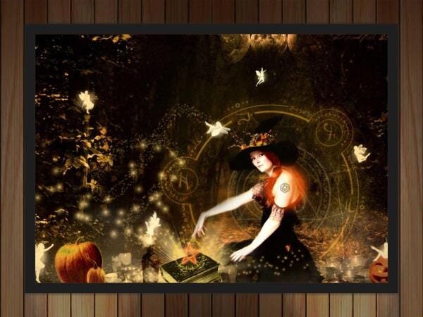 Quadro Decorativo Bruxas Wicca Com Moldura Salas Quartos G04 - 4
