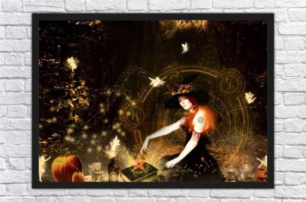 Quadro Decorativo Bruxas Wicca Com Moldura Salas Quartos G04 - 2