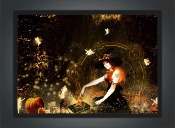 Quadro Decorativo Bruxas Wicca Com Moldura Salas Quartos G04 - 3