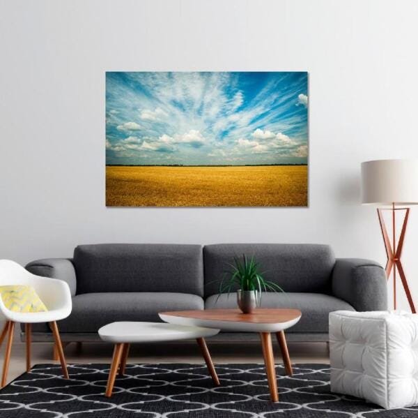 Quadro Horizonte Nuvens No Campo Quarto Sala Hall 90X60 - 1