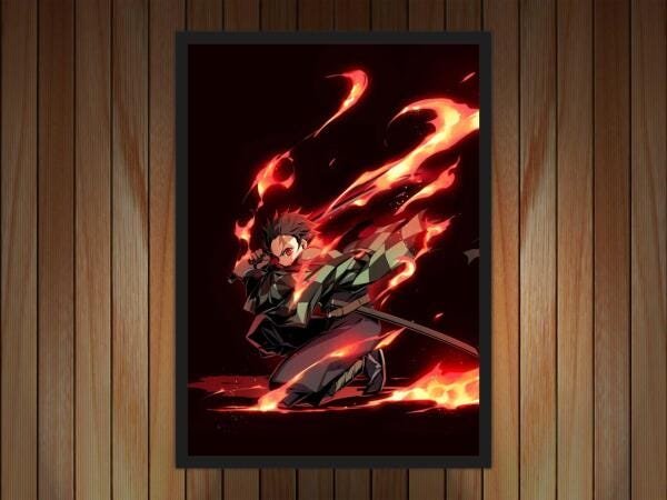 Quadro Anime Demon Slayer Desenho Com Moldura G01