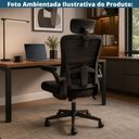 Ver imagem 5 de Cadeira Escritório Presidente Luna Domann Design Assento Tecido Preto Tela Mesh Base Metal