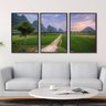 Quadro Paisagem Agricultura Natureza Conjunto 3 Peças - 3