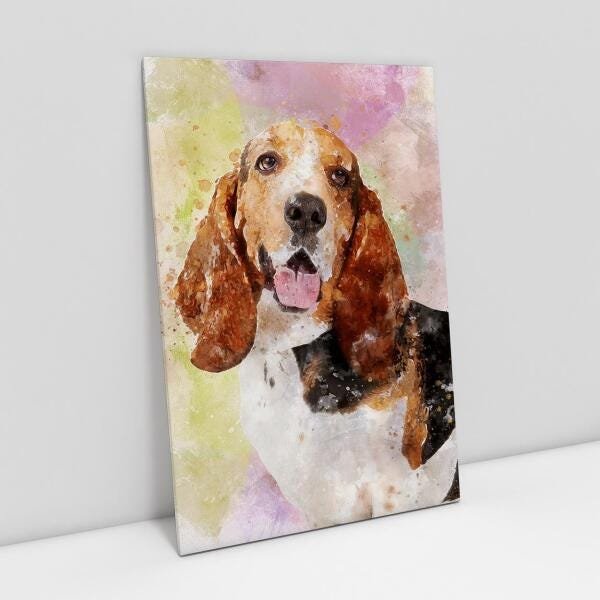 Quadro Cachorro Basset Hound Pet Colorido Decorativo Sala - 1