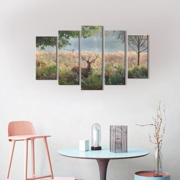 Quadro Decorativo Paisagem Cervo 5 Peças Para Sala M4 - 3