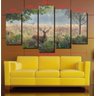 Quadro Decorativo Paisagem Cervo 5 Peças Para Sala M4 - 5