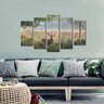 Quadro Decorativo Paisagem Cervo 5 Peças Para Sala M4 - 4