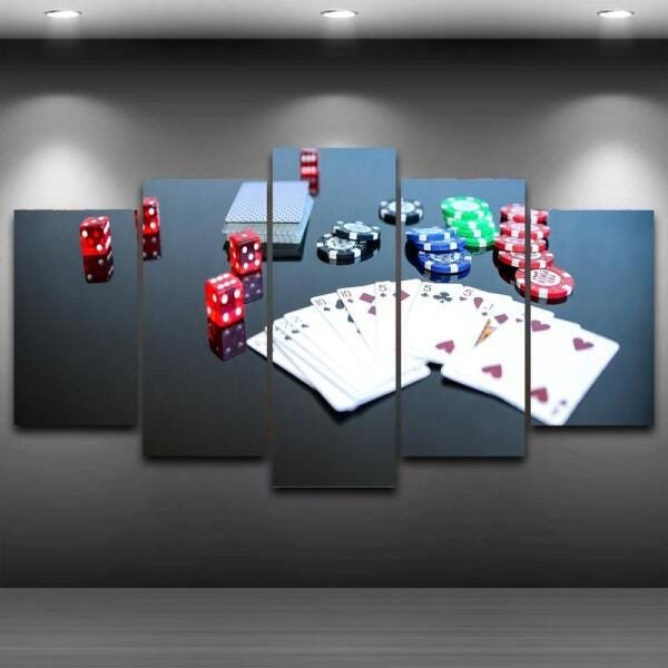 Quadro Mosaico 5 Peças Mdf 6Mm Poker 08 - 1