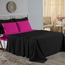 Ver imagem 1 de Jogo de Cama King Nobre 4 Peças Lençol com Elástico de 30cm de Altura Malha 100% Algodão - Preto