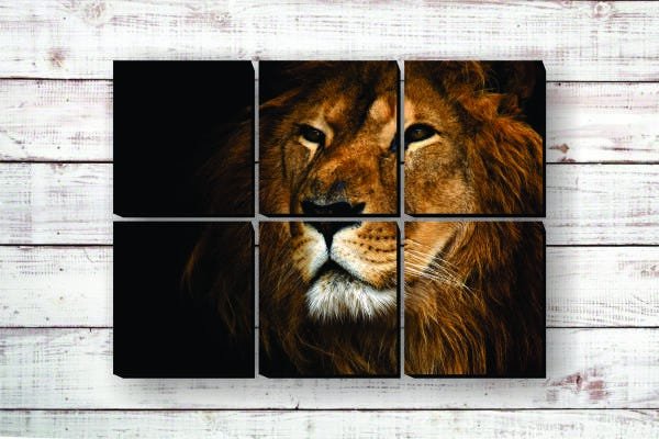 Quadro Mosaico Leão 6 Peças - Impressão Uv - 1