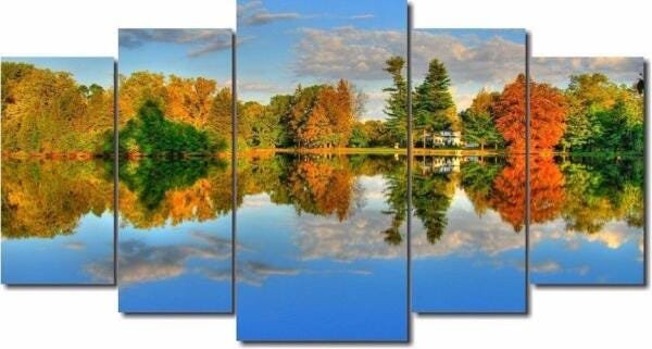 Quadro Decorativo Paisagem Floresta 5 Peças M2 - 2