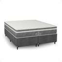 Ver imagem 1 de Cama Box Queen Cinza + Colchão Paris Molas Ensacadas Cinza Suede Cinza/cinza
