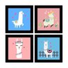 Quadros Decorativos 4 Quadros 19X19Cm Cada Lhamas Cute - 1