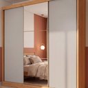 Ver imagem 1 de Guarda Roupa Casal 100% MDF 3 Portas de Correr 6 Gavetas com Espelho, Cabideiros 241,2x236,4x55,5cm