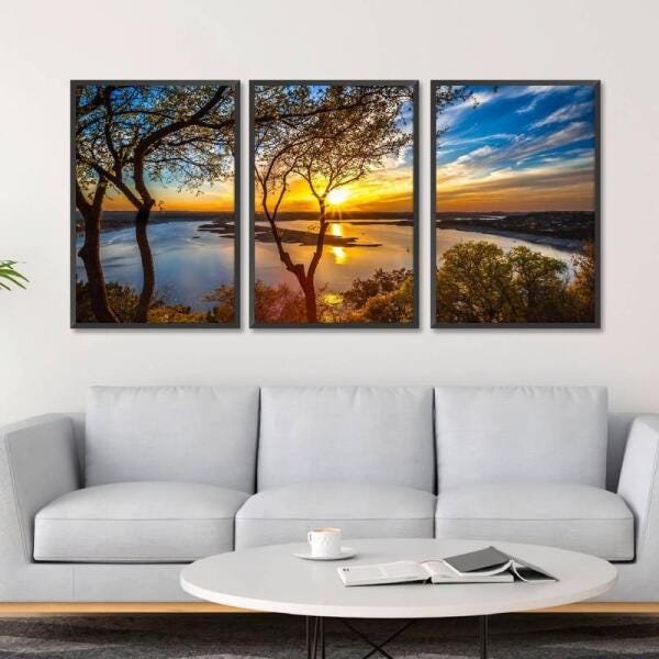 Quadro Mar Ao Por do Sol decorativo Para Sala e Escritórios - 3