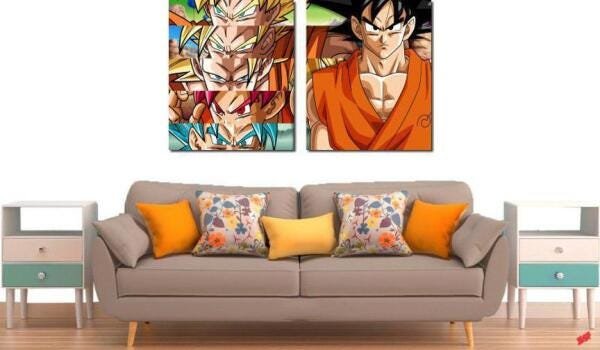 Quadro Decorativo Dragon Ball Z Goku Sayajin 2 Peças M13 - 2